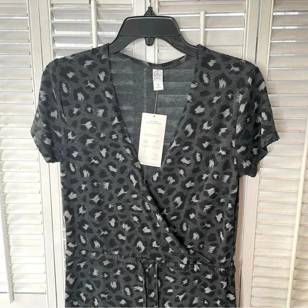 Gray leopard print romper onesie
